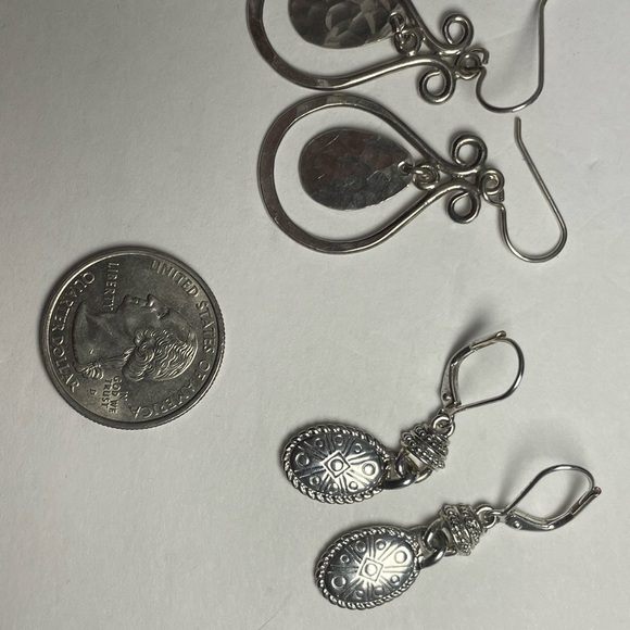 Gorgeous silver tone dangle earrings with a southwestern flair. Two pair - Picture 7 of 8